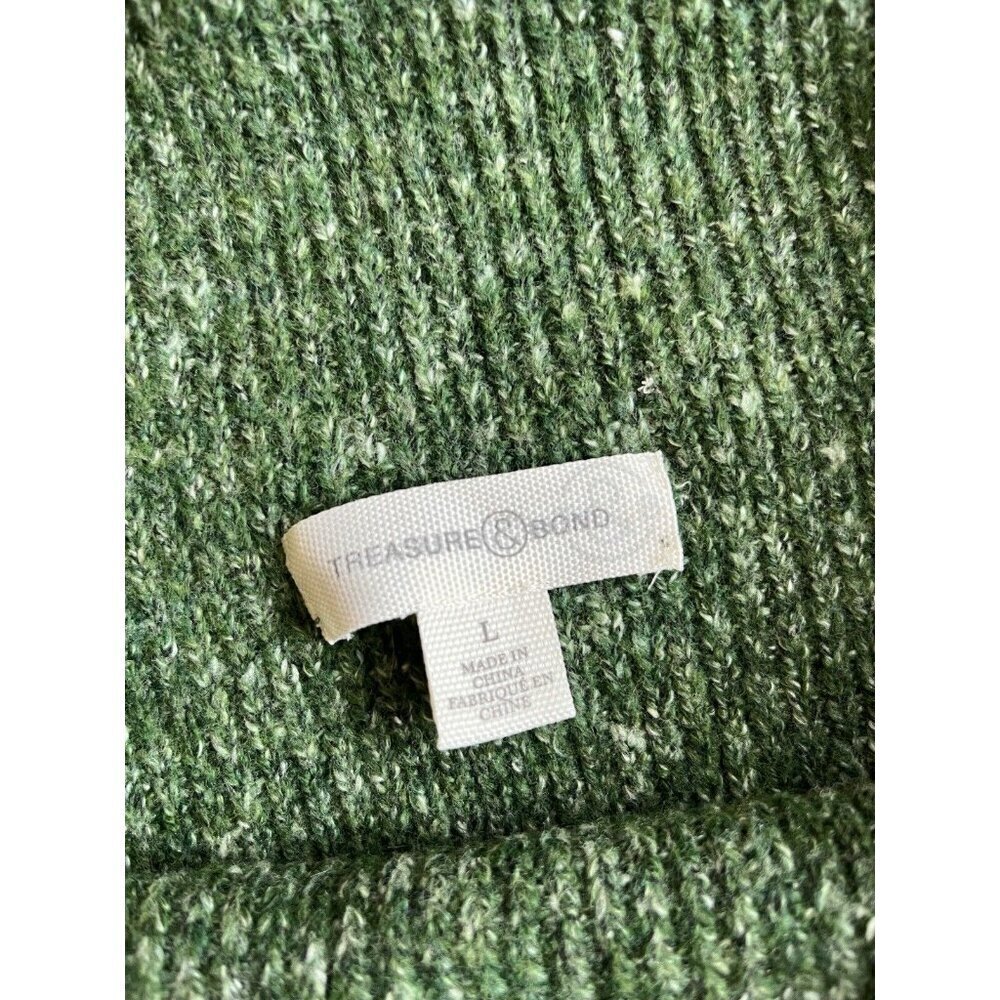 TREASURE & BOND Green Ribbed One Shoulder Long Sleeve Sweater Dress Size L - Picture 7 of 7
